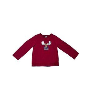 Janie & Jack Toddler Boys Moose Graphic & Striped Reversible Long Sleeve T-Shirt